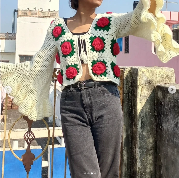 rose flower cardigan